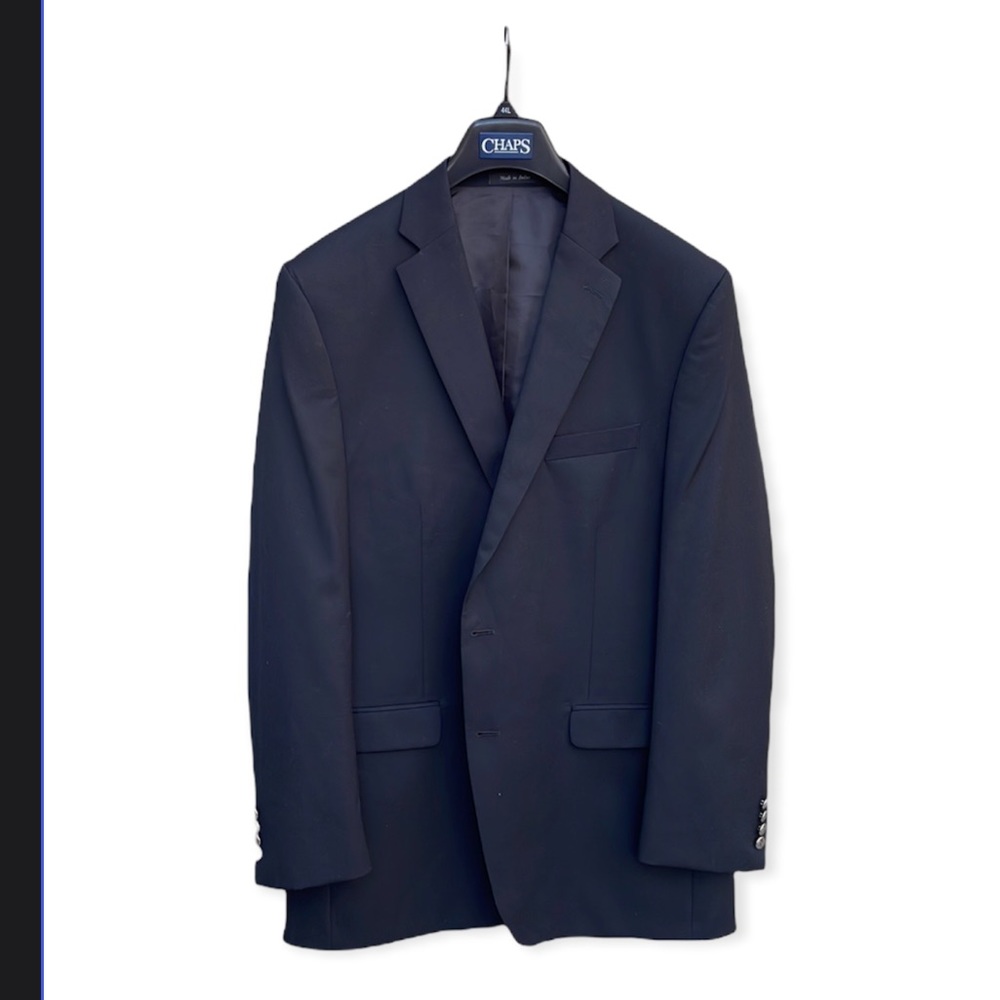 CHAPS Black Italian Suit Wool Blend BlazerMens 44L GREAT BUTTONS